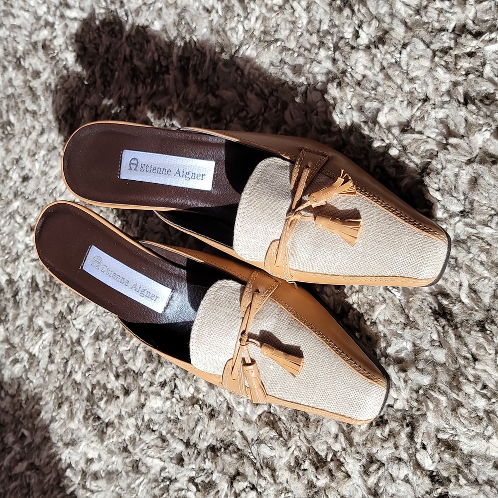 Etienne Aigner EUC Leather/Textile Upper Patrician Mule